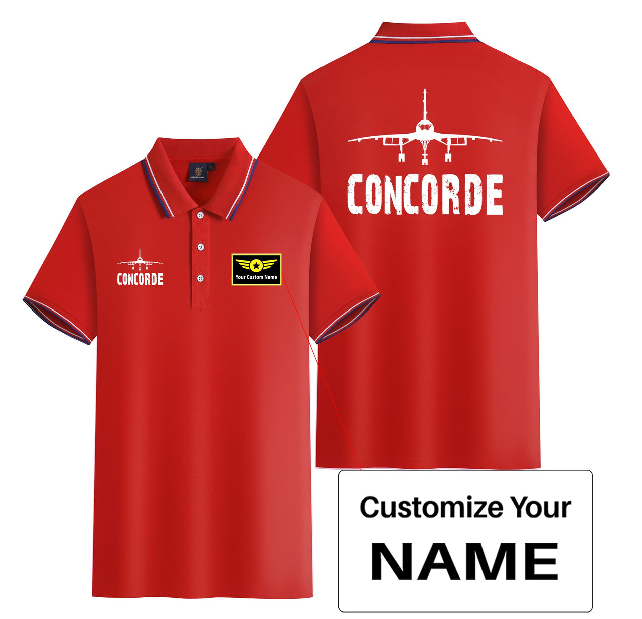 Concorde & Plane Designed Stylish Polo T-Shirts (Double-Side)