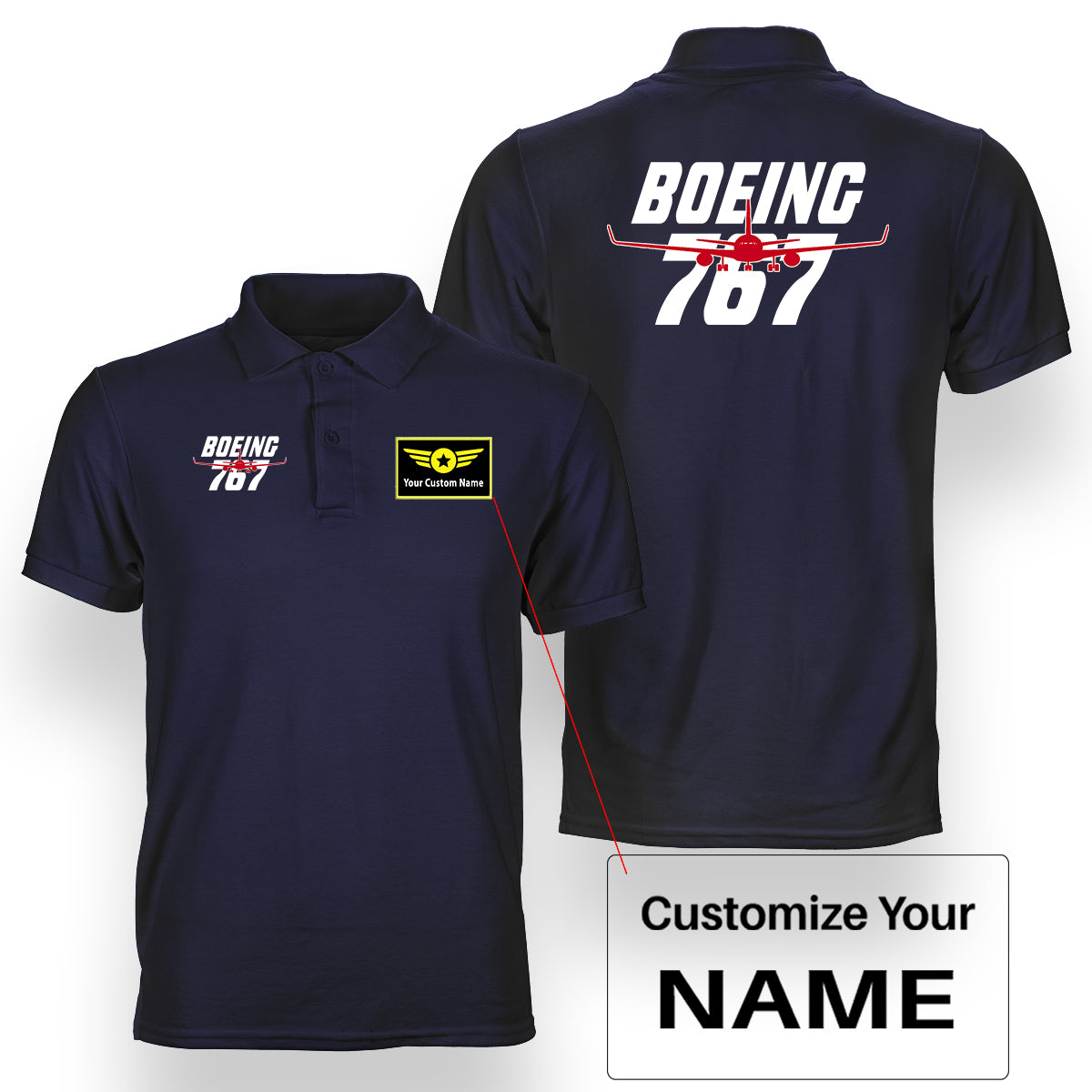 Amazing Boeing 767 Designed Double Side Polo T-Shirts