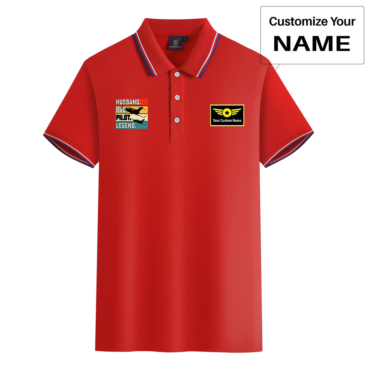 Husband & Dad & Pilot & Legend Designed Stylish Polo T-Shirts