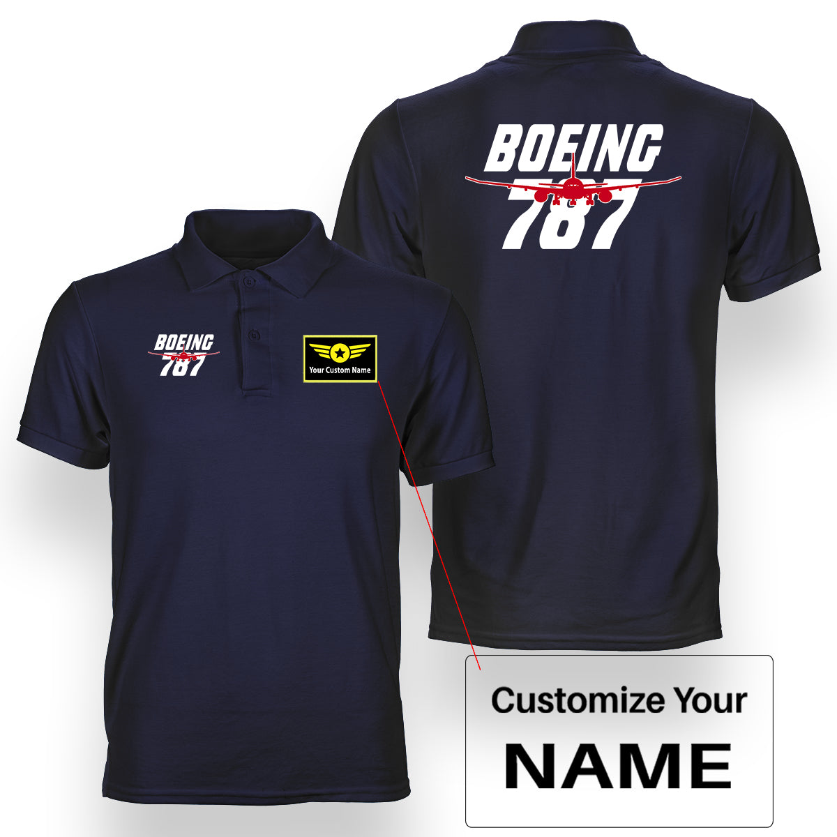 Amazing Boeing 787 Designed Double Side Polo T-Shirts