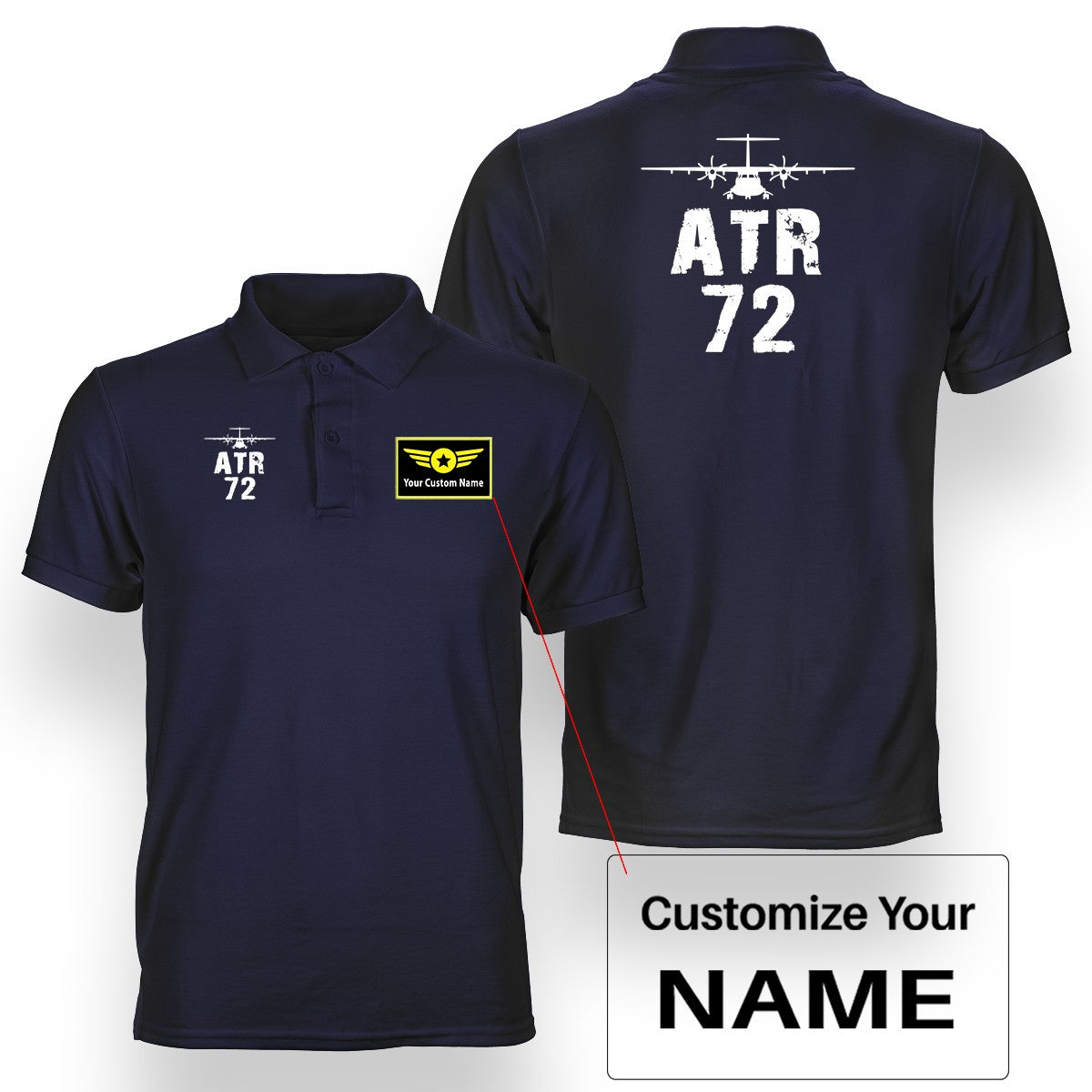 ATR-72 & Plane Designed Double Side Polo T-Shirts