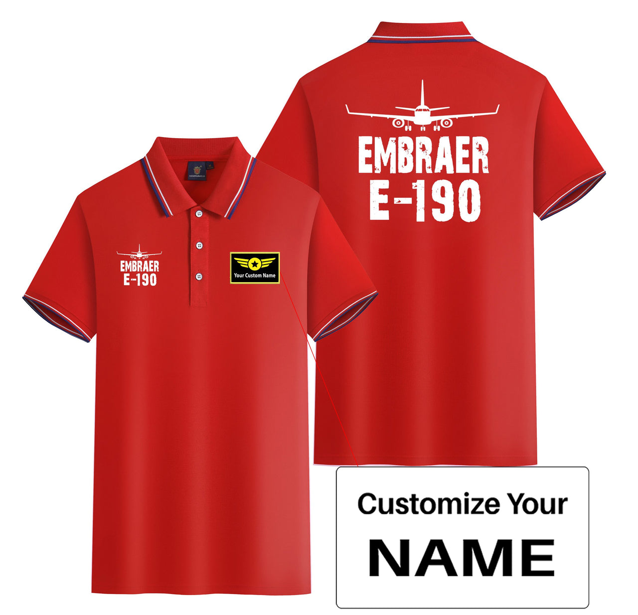 Embraer E-190 & Plane Designed Stylish Polo T-Shirts (Double-Side)