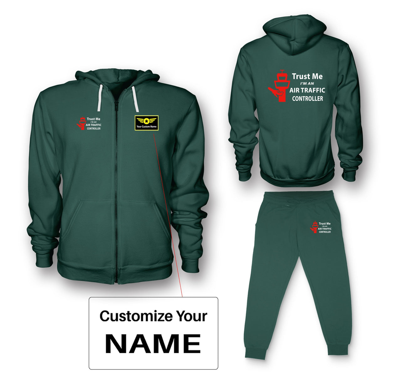 Trust Me I'm an Air Traffic Controller Designed Zipped Hoodies & Sweatpants Set