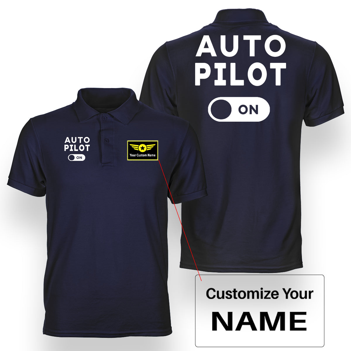 Auto Pilot ON Designed Double Side Polo T-Shirts