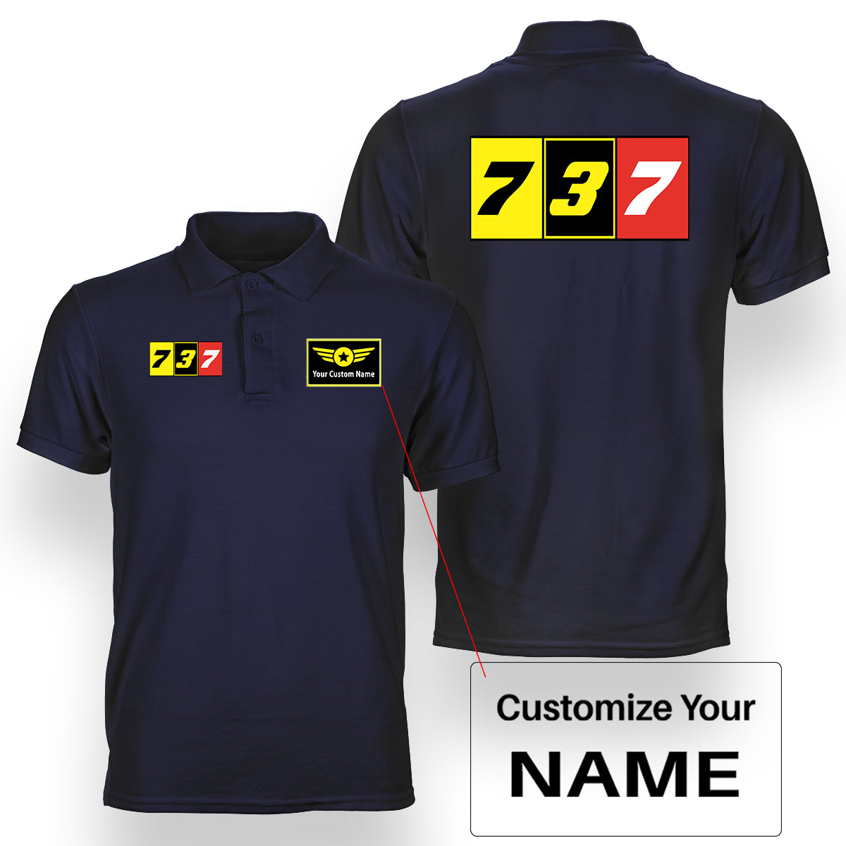 Flat Colourful 737 Designed Double Side Polo T-Shirts