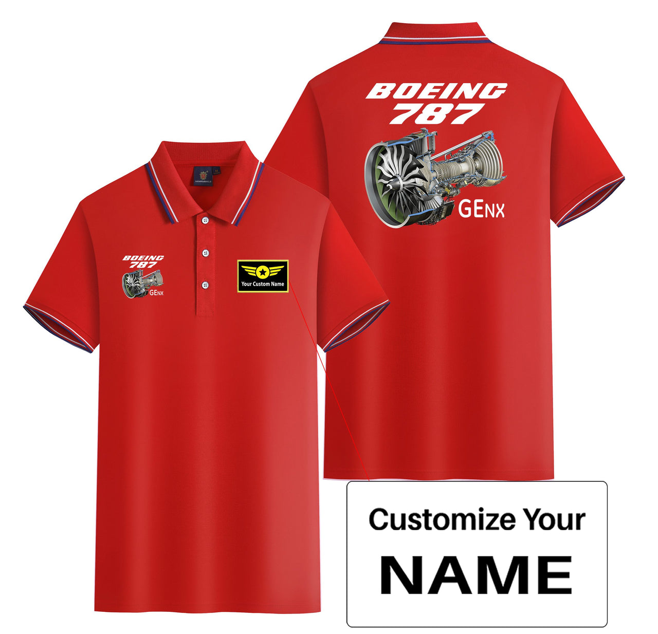 Boeing 787 & GENX Engine Designed Stylish Polo T-Shirts (Double-Side)