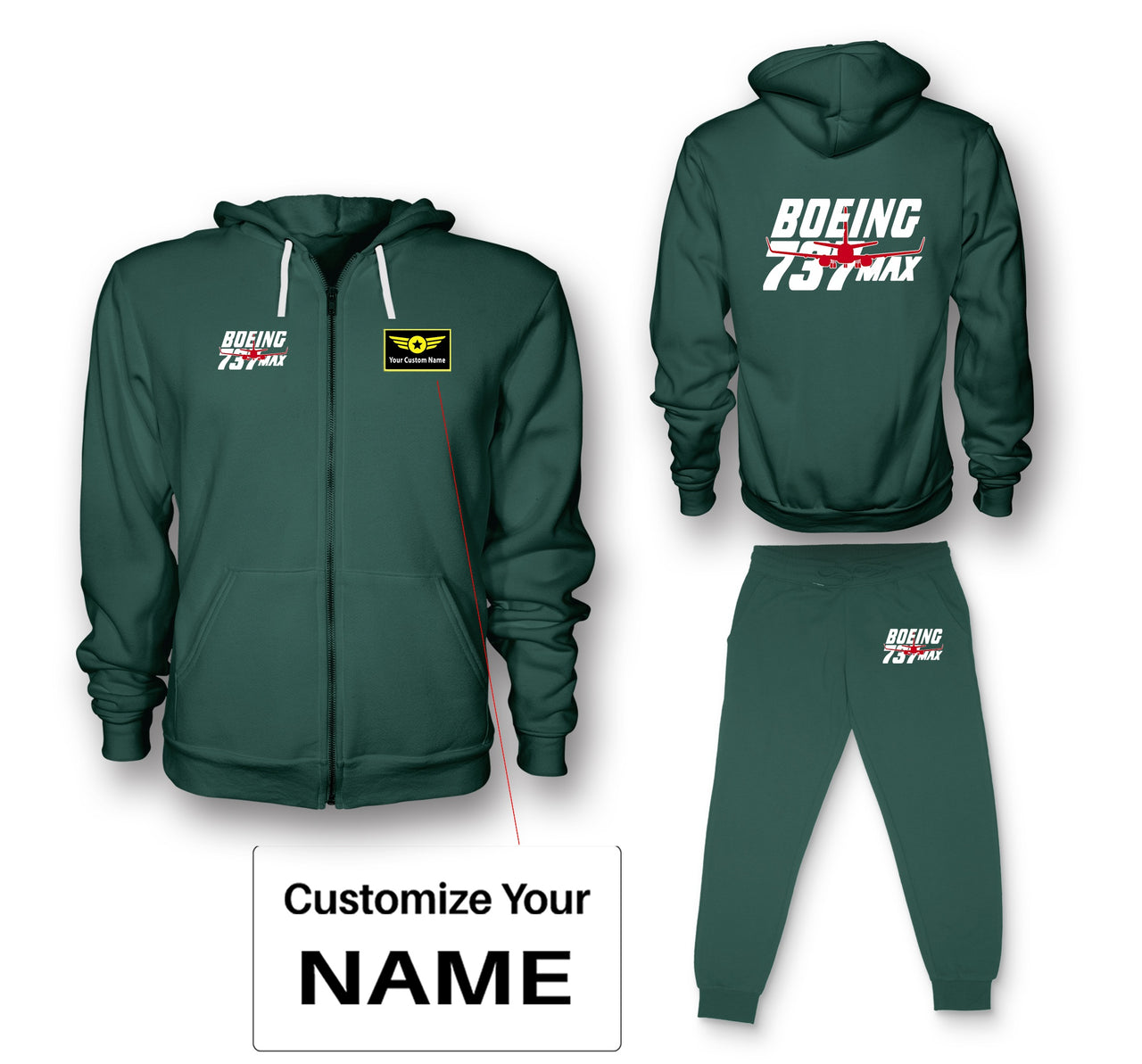Amazing 737 Max Designed Zipped Hoodies & Sweatpants Set