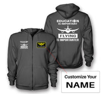 Thumbnail for Flying is Importanter Designed Zipped Hoodies