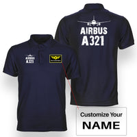Thumbnail for Airbus A321 & Plane Designed Double Side Polo T-Shirts