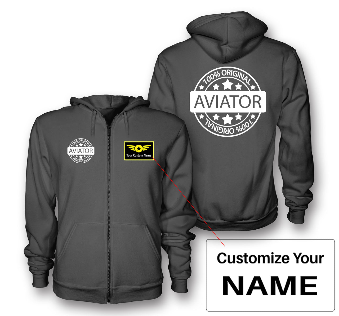 %100 Original Aviator Designed Zipped Hoodies