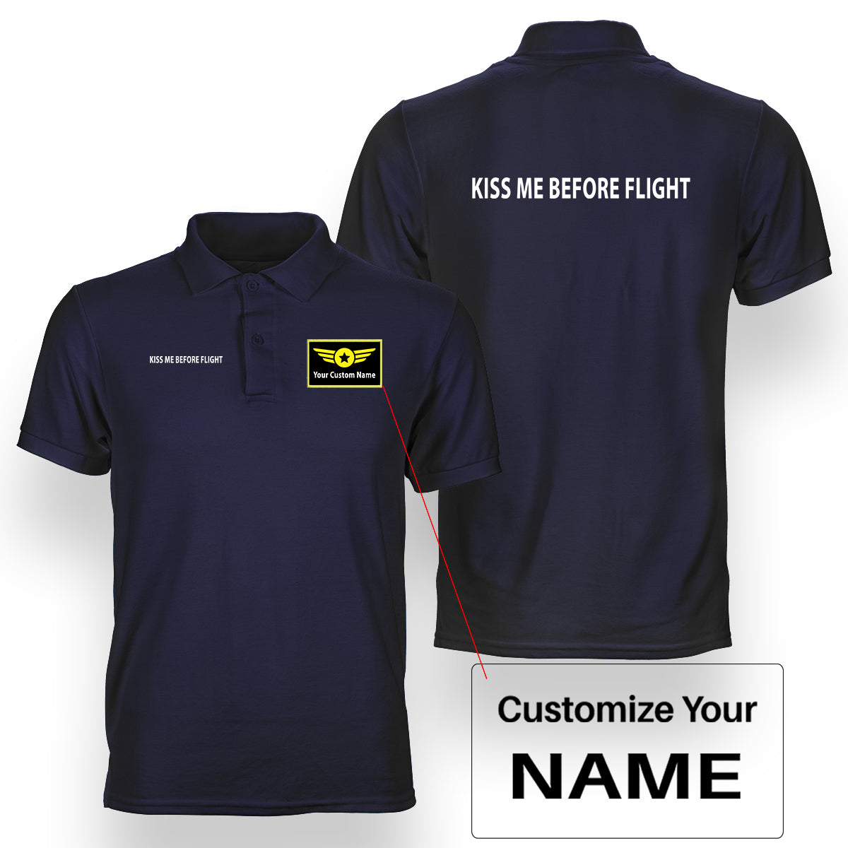 KISS ME BEFORE FLIGHT Designed Double Side Polo T-Shirts