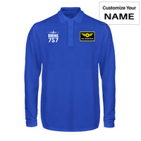 Thumbnail for Boeing 757 & Plane Designed Long Sleeve Polo T-Shirts