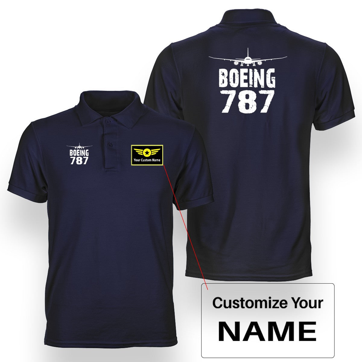 Boeing 787 & Plane Designed Double Side Polo T-Shirts