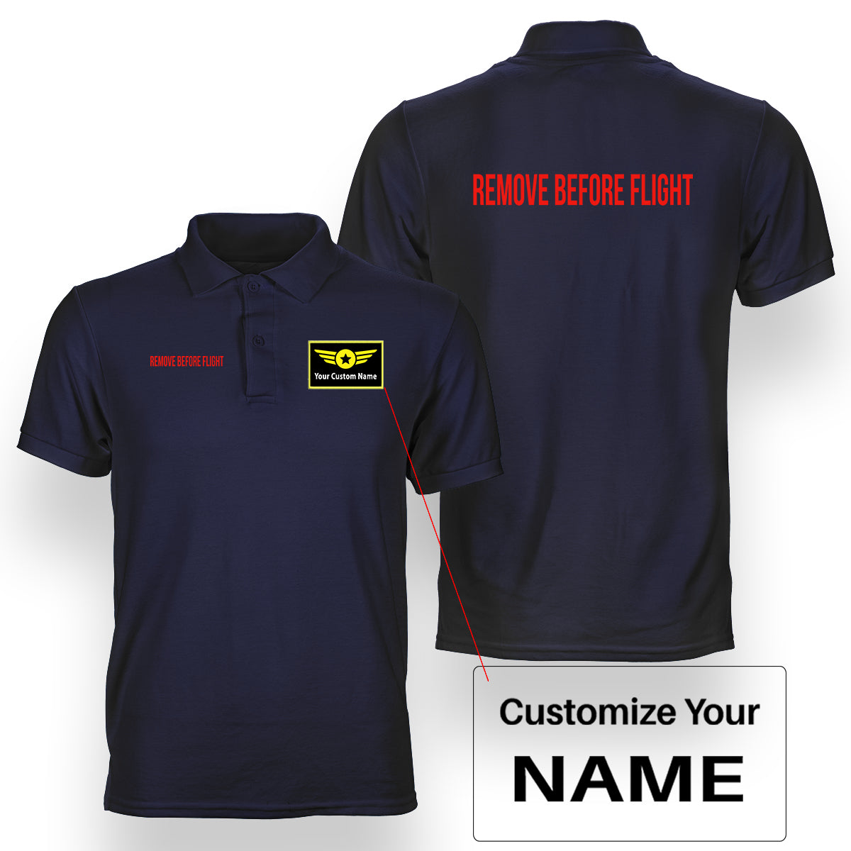 Remove Before Flight 2  Designed Double Side Polo T-Shirts