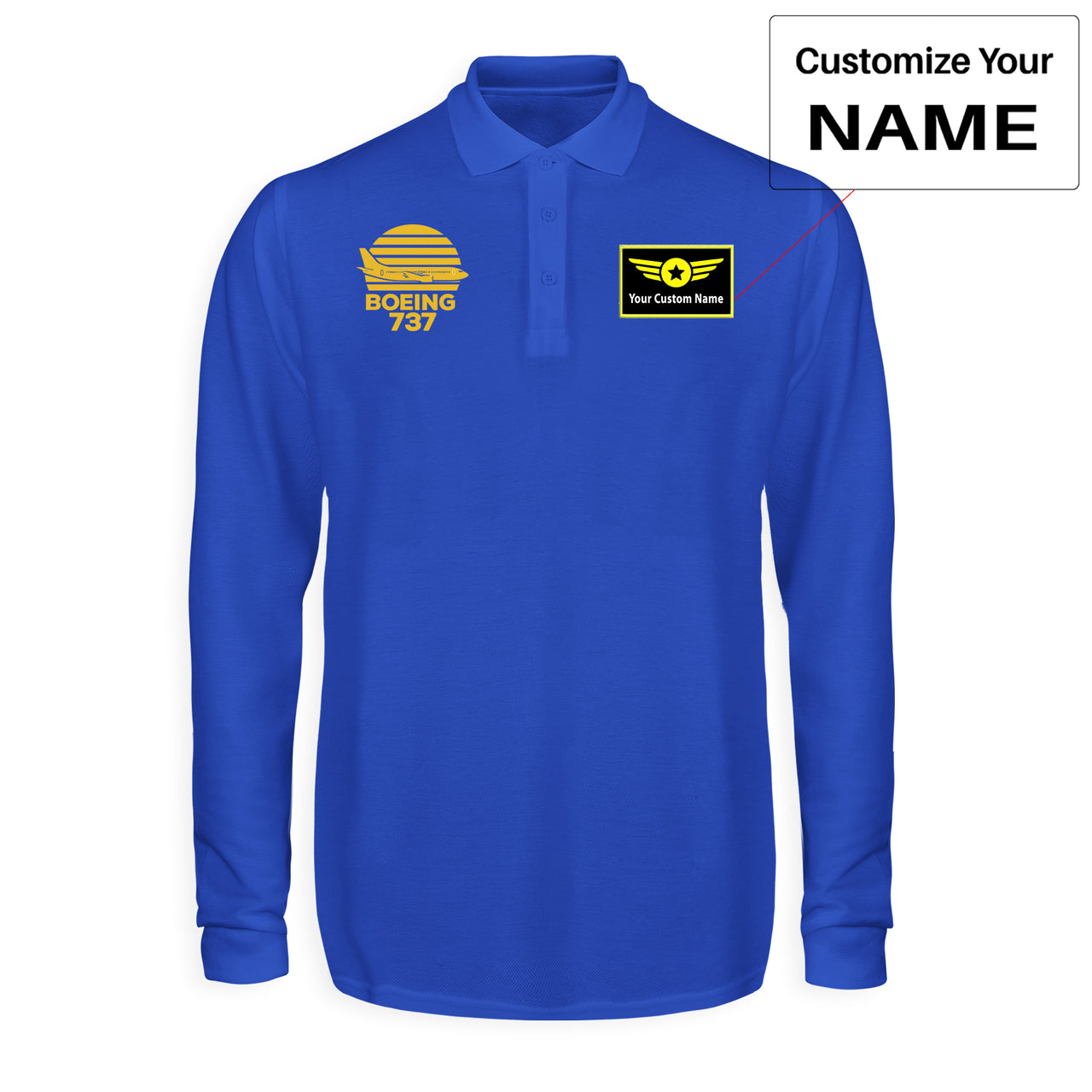 Retro Boeing 737 Designed Long Sleeve Polo T-Shirts
