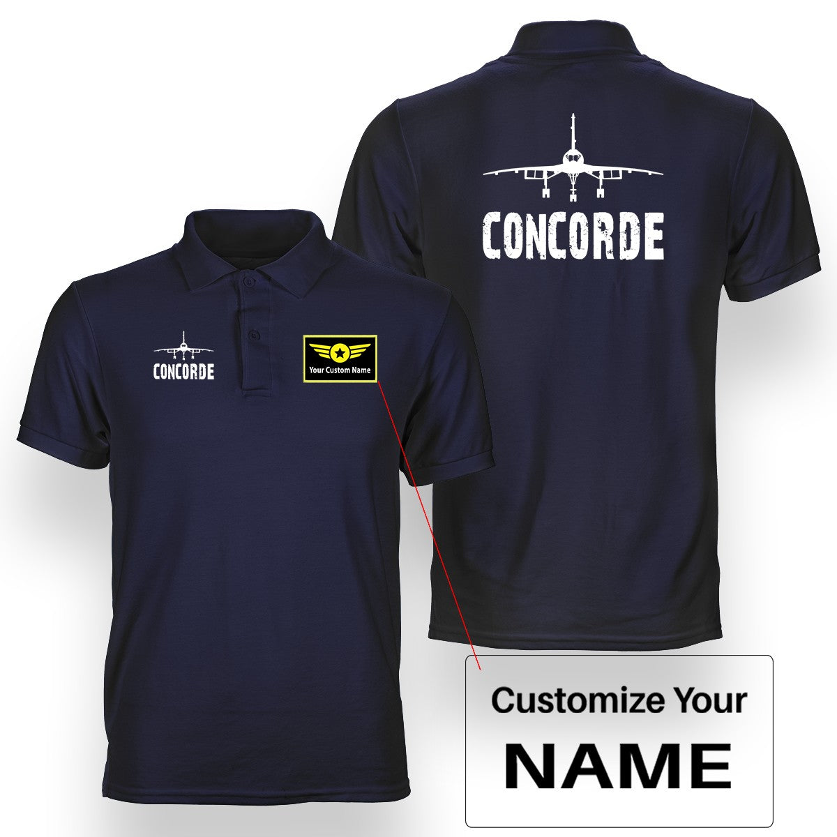 Concorde & Plane Designed Double Side Polo T-Shirts