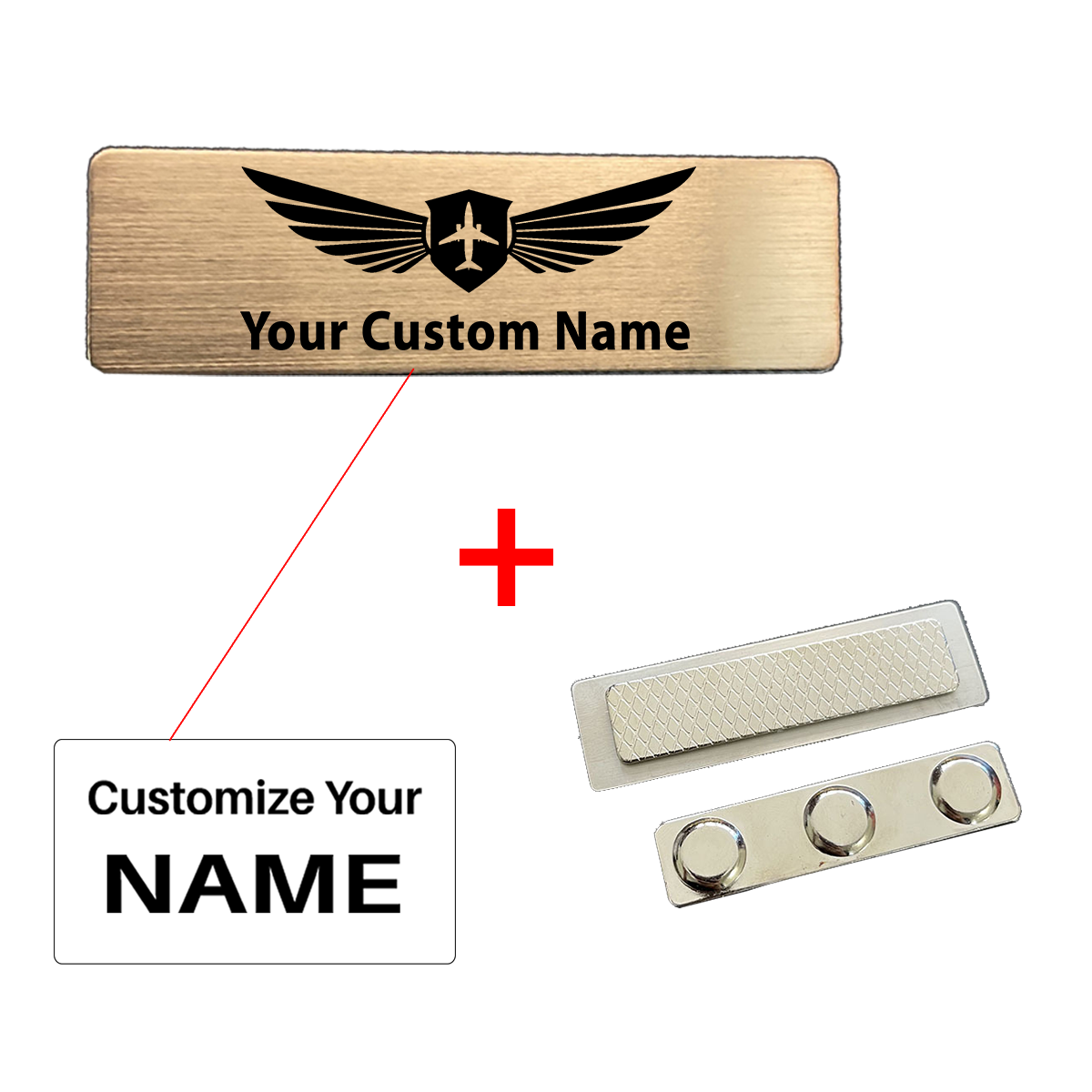 Your Custom Design Text Design 70*20MM Brooch Pin Badges