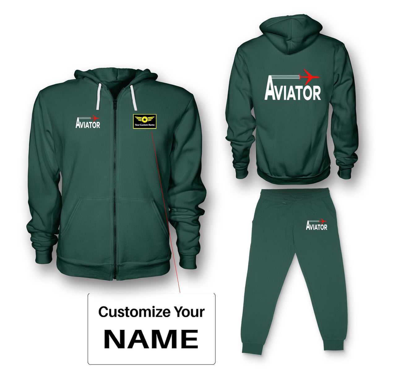 Aviator Designed Zipped Hoodies & Sweatpants Set