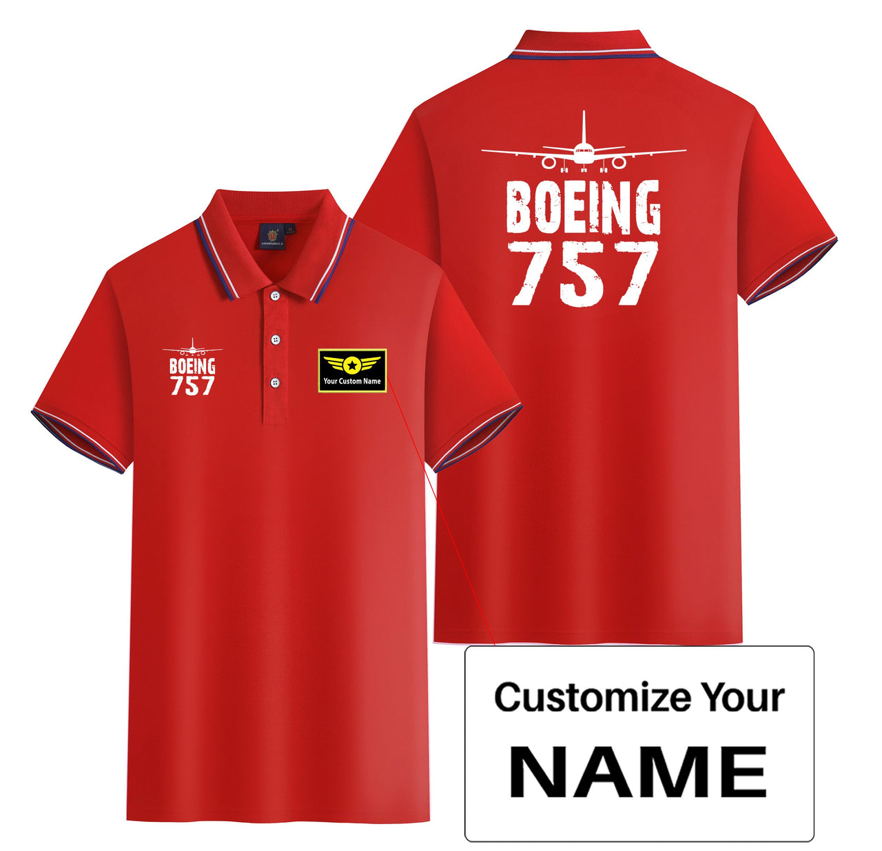 Boeing 757 & Plane Designed Stylish Polo T-Shirts (Double-Side)
