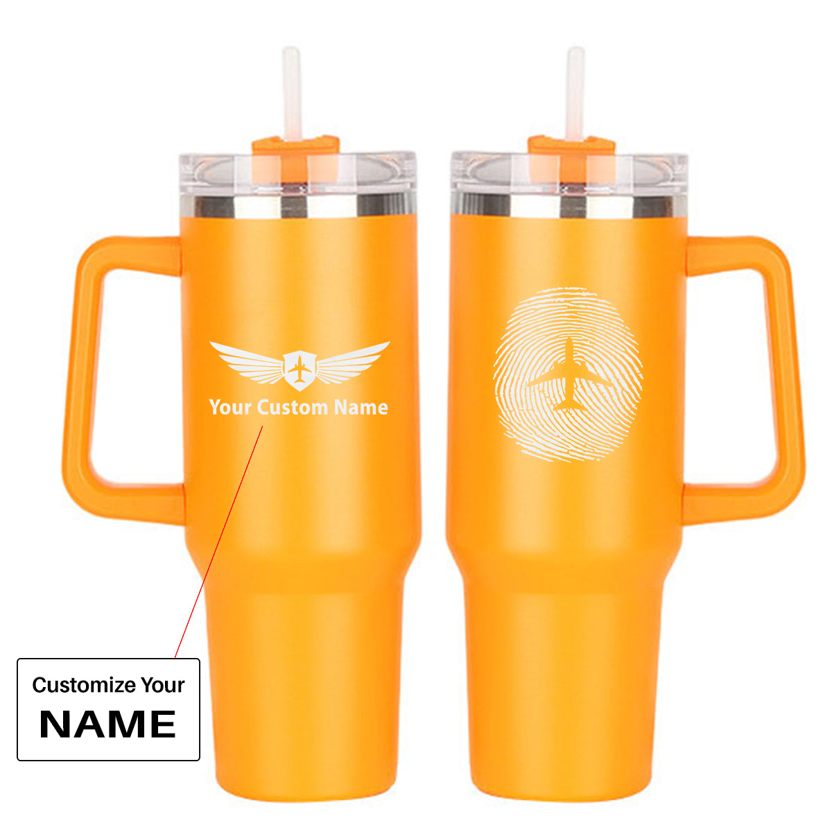 Aviation Finger Print Designed 40oz Stainless Steel Car Mug With Holder