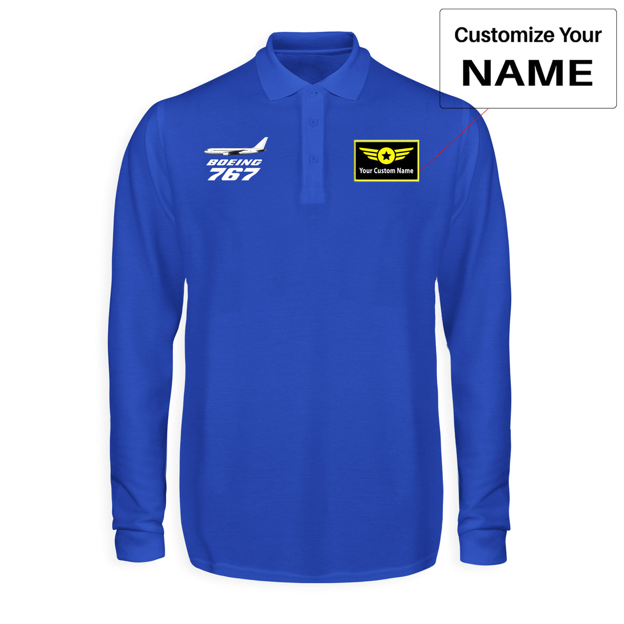 The Boeing 767 Designed Long Sleeve Polo T-Shirts