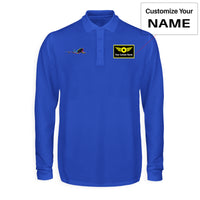 Thumbnail for Multicolor Airplane Designed Long Sleeve Polo T-Shirts