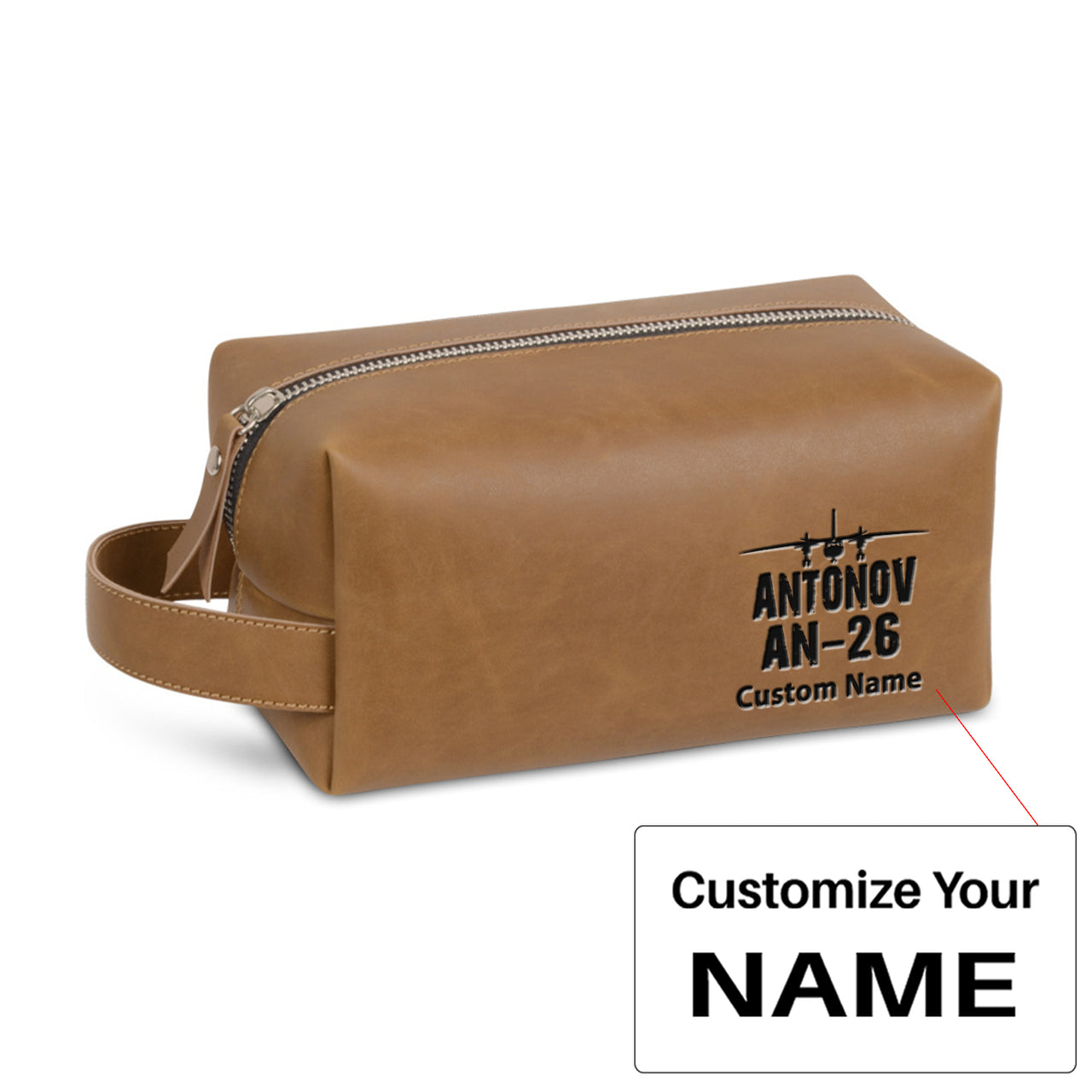 Antonov AN-26 & Plane Designed Leather Clutch Toiletry Bag