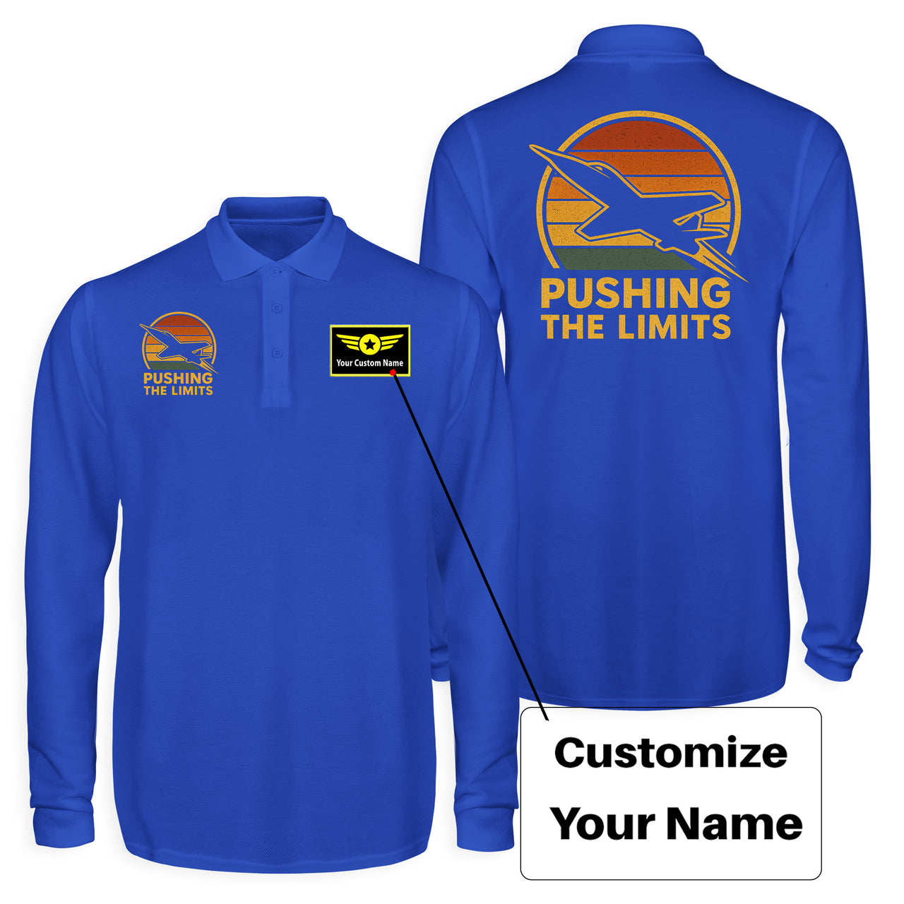 Pushing The Limits Retro Designed Long Sleeve Polo T-Shirts (Double-Side)
