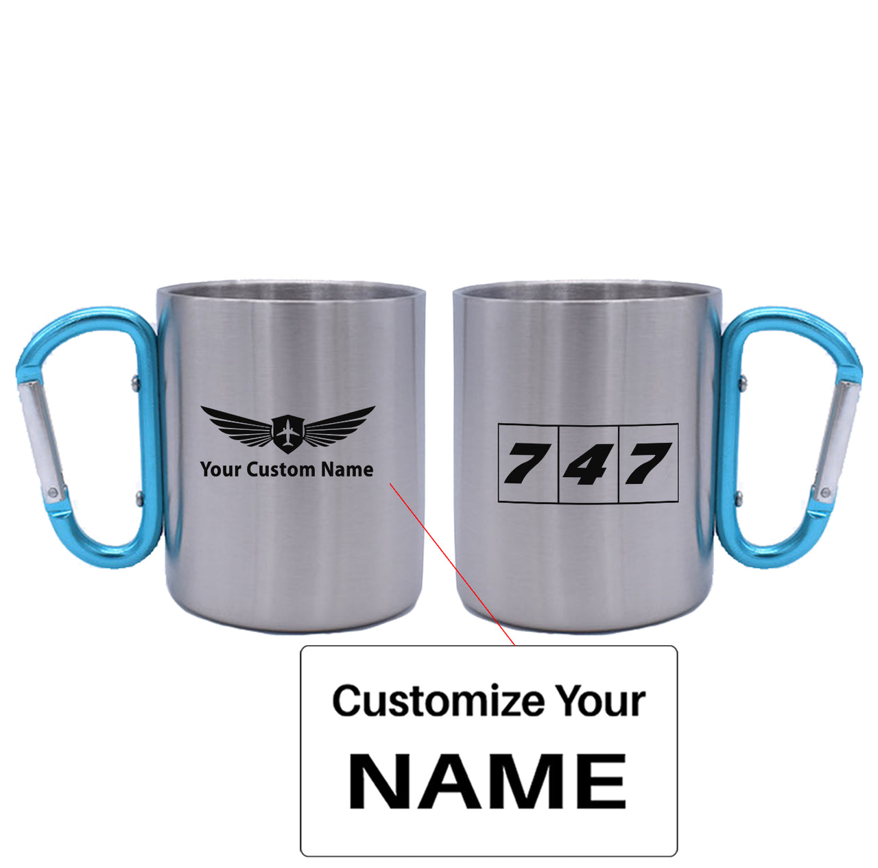 Flat Colourful 747 Designed Stainless Steel Outdoors Mugs