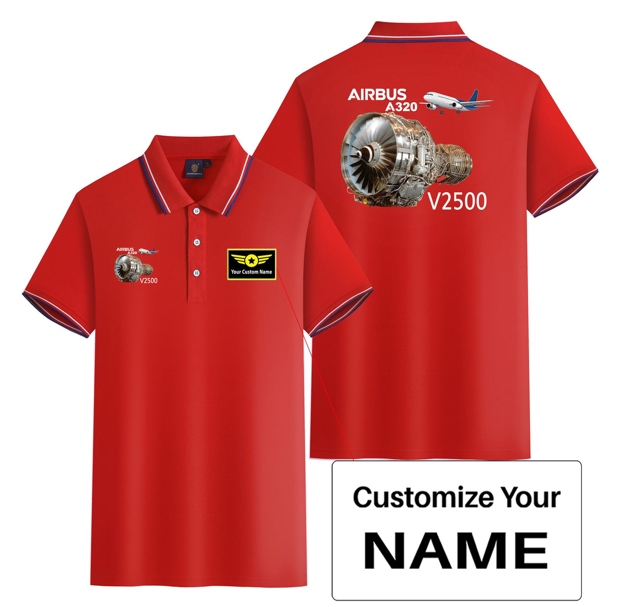 Airbus A320 & V2500 Engine Designed Stylish Polo T-Shirts (Double-Side)