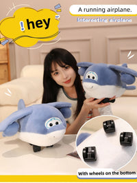 Thumbnail for Large Airplane Plush Toy With Wheels