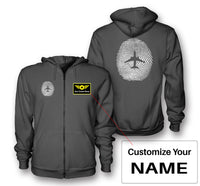 Thumbnail for Aviation Finger Print Designed Zipped Hoodies
