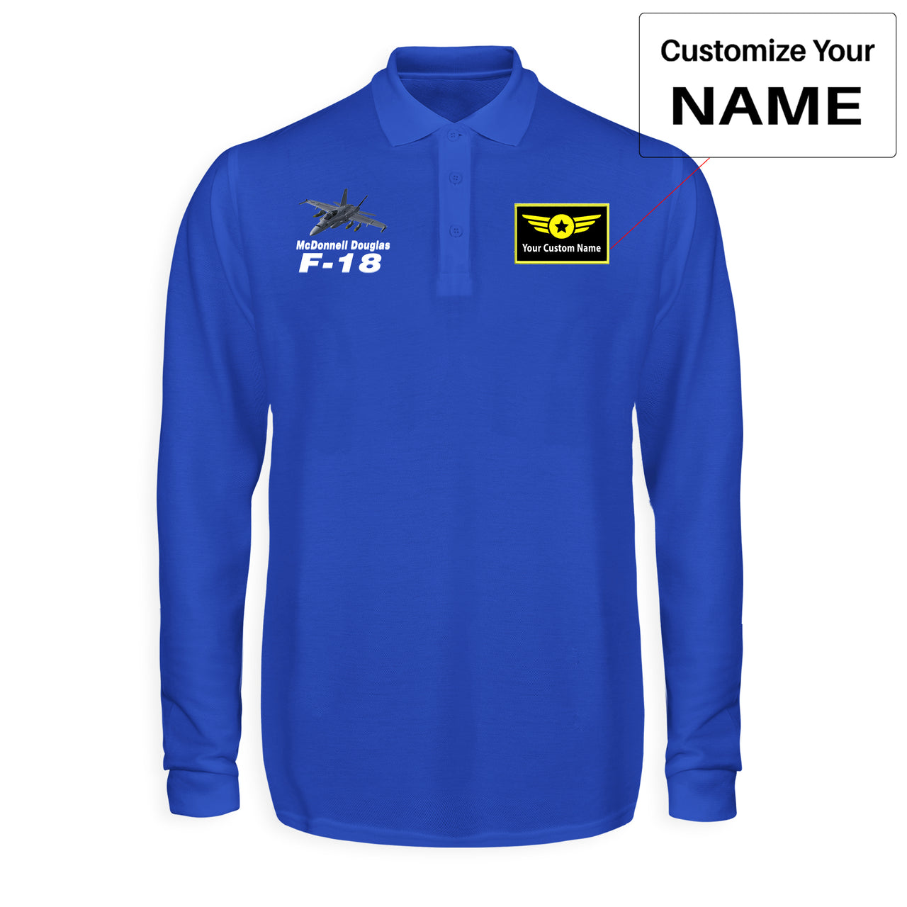 The McDonnell Douglas F18 Designed Long Sleeve Polo T-Shirts