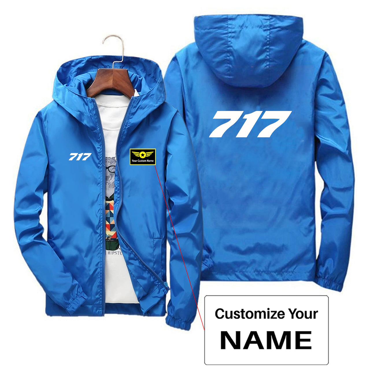 717 Flat Text Designed Thin Windbreaker Jackets