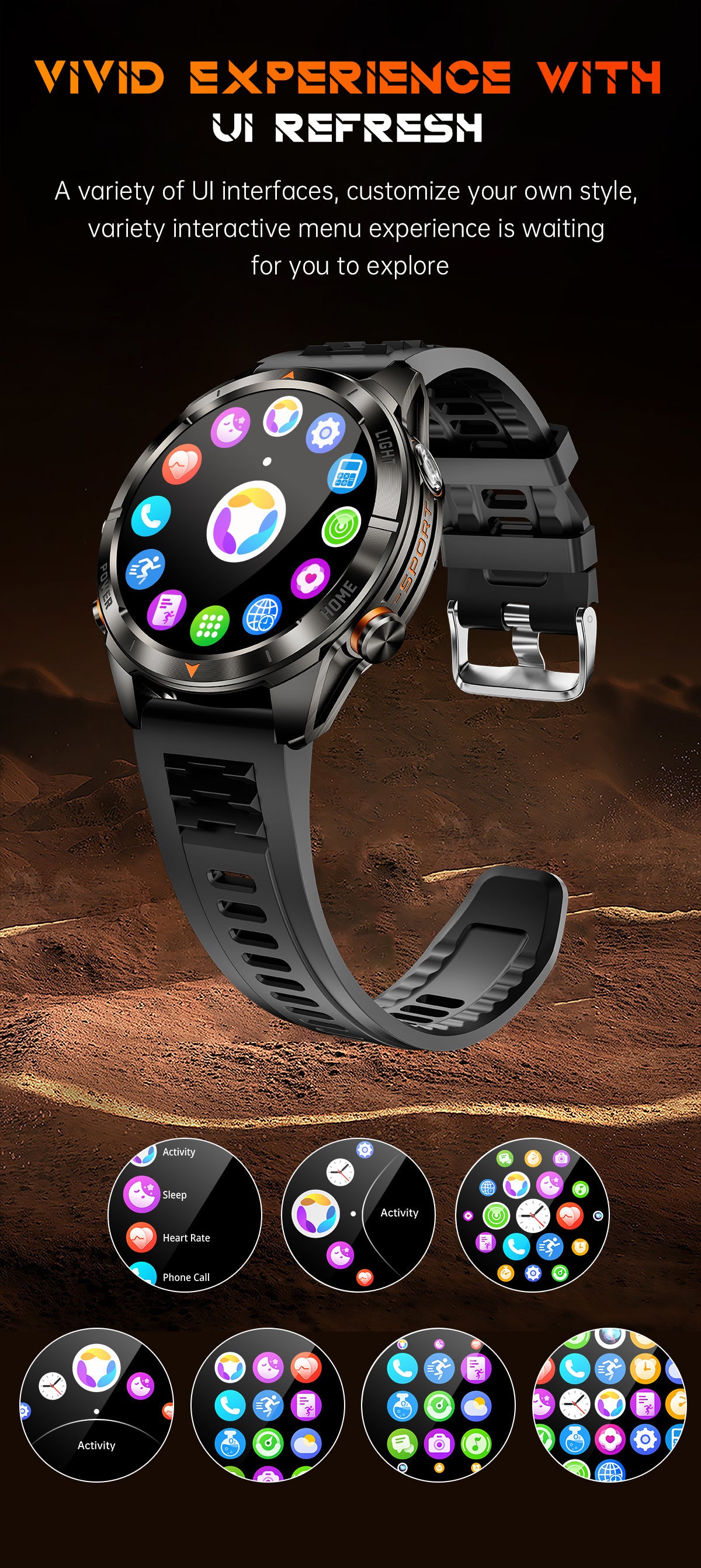 KT88 Sports Smart Watch: 1.7 Inch Fitness Recording Flashlight, Compass & Large Battery