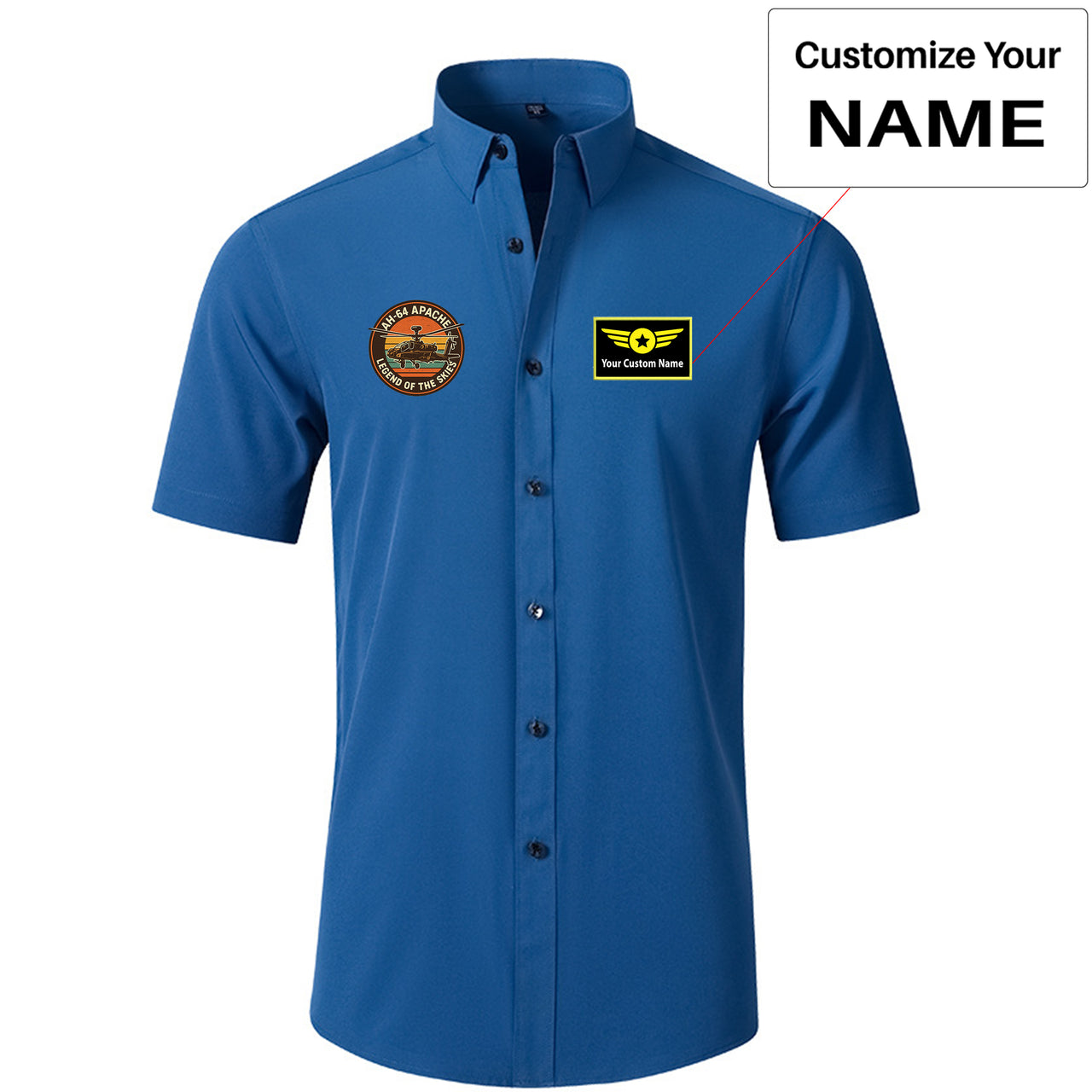 Retro Apache AH-64 Designed Short Sleeve Shirts