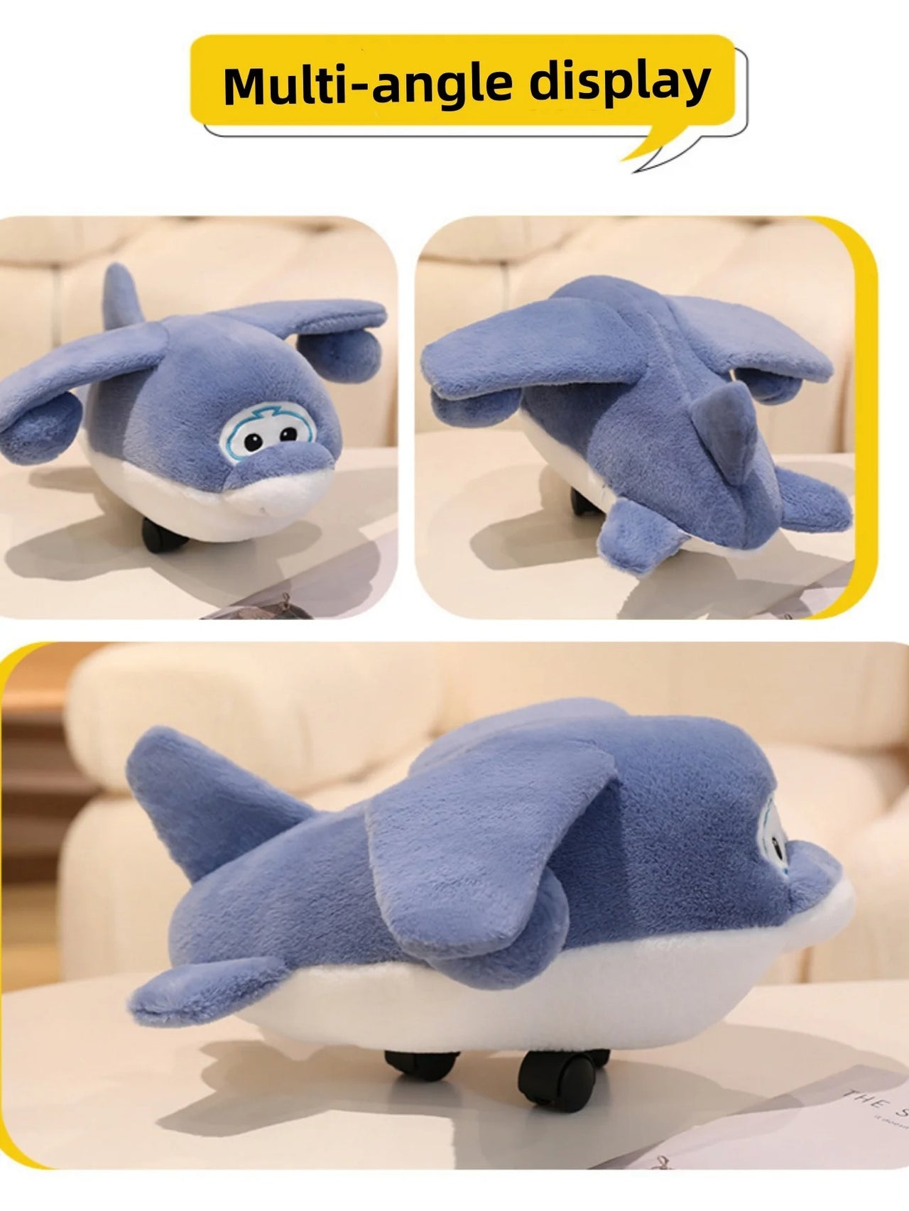 Large Airplane Plush Toy With Wheels