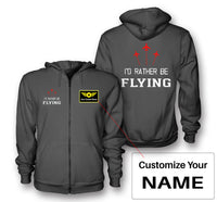 Thumbnail for I'D Rather Be Flying Designed Zipped Hoodies