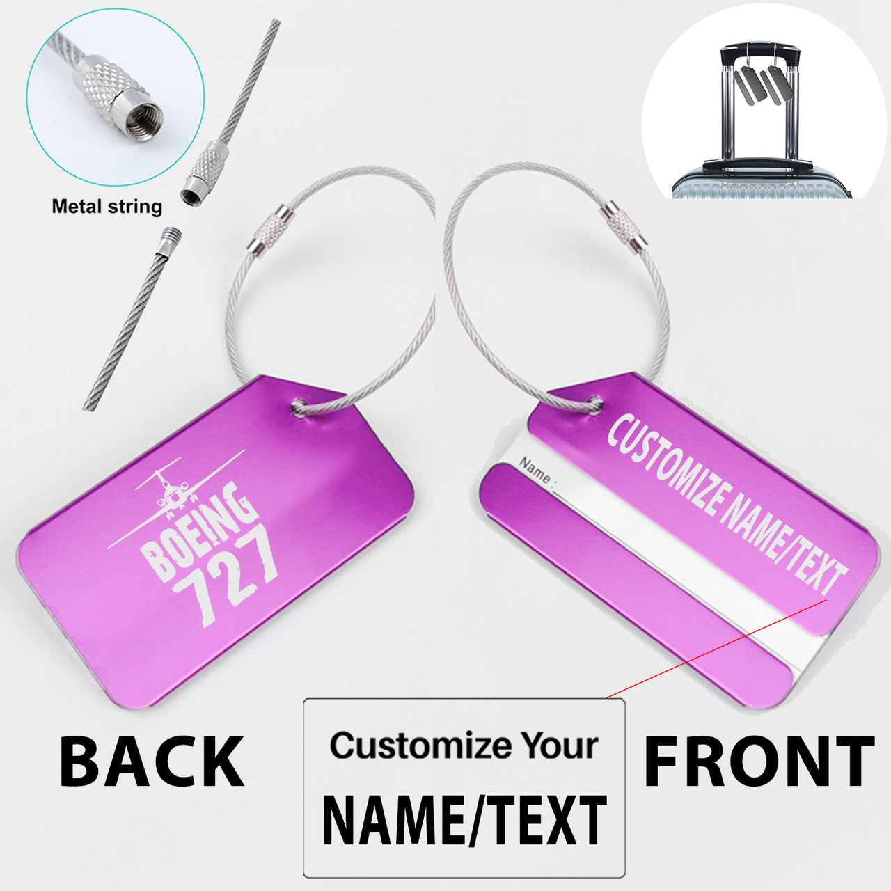 Boeing 727 & Plane Designed Fashion Metal Luggage Tags