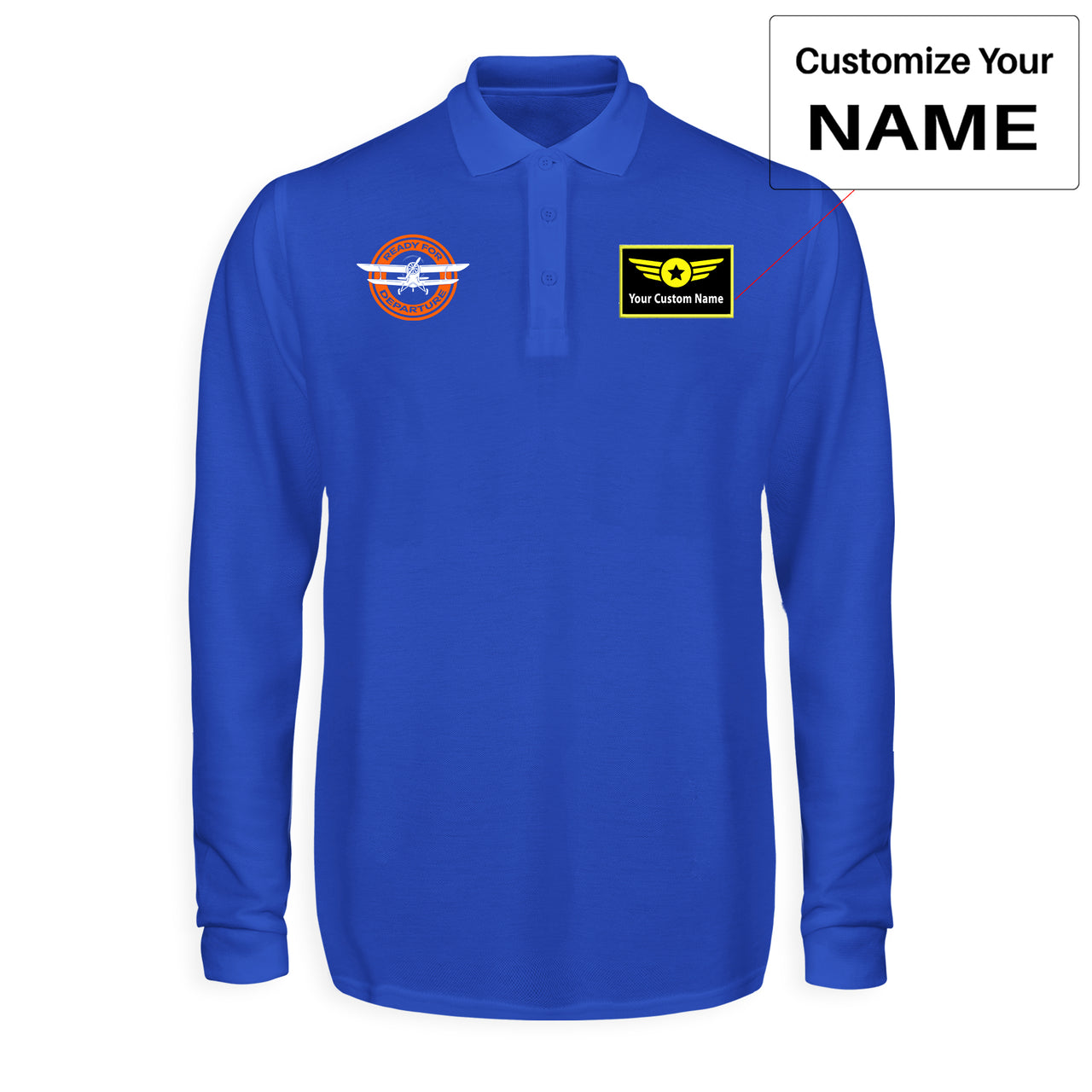 Ready for Departure Designed Long Sleeve Polo T-Shirts