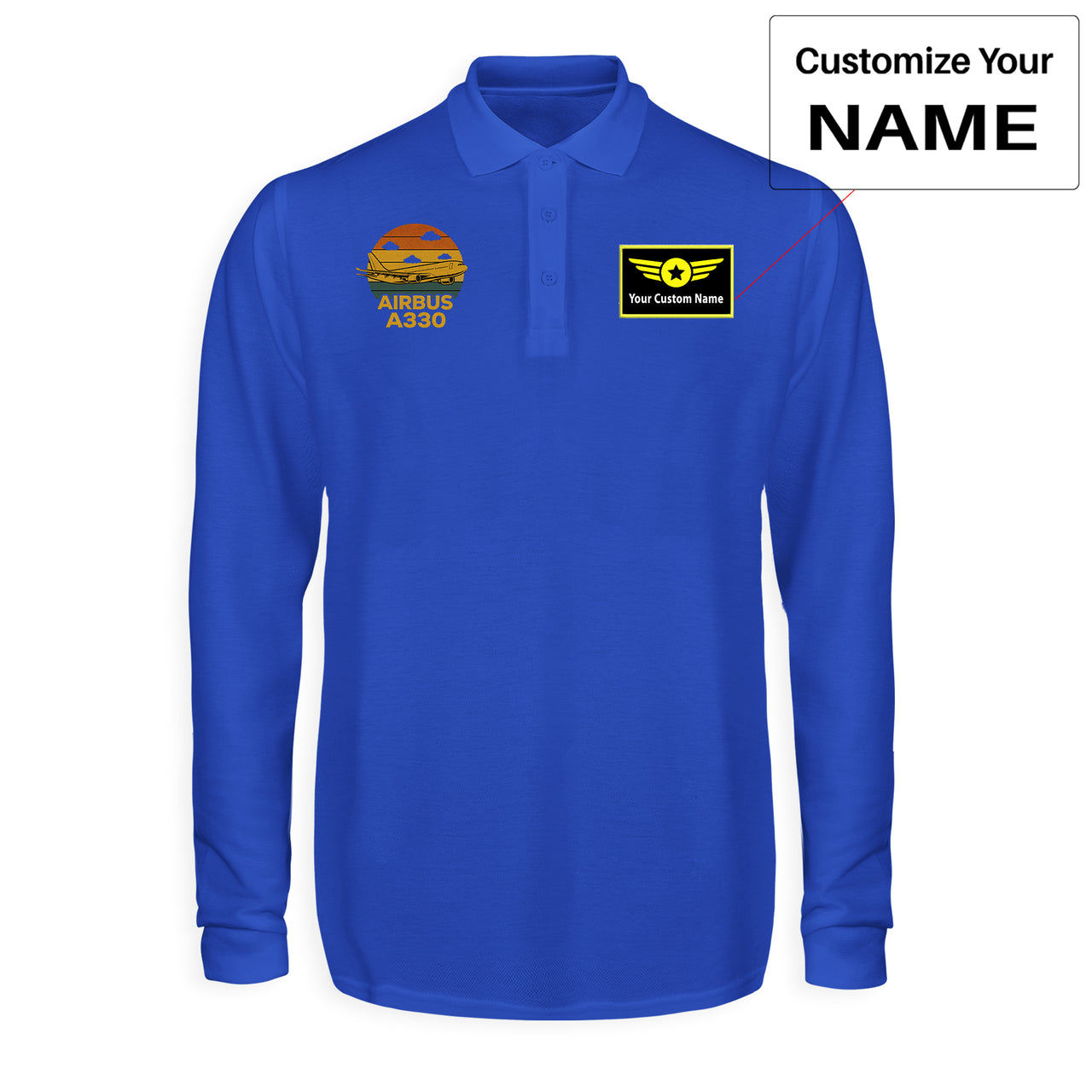 Retro Airbus A330 Designed Long Sleeve Polo T-Shirts