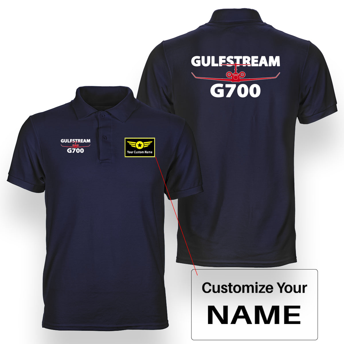 Amazing Gulfstream G700 Designed Double Side Polo T-Shirts
