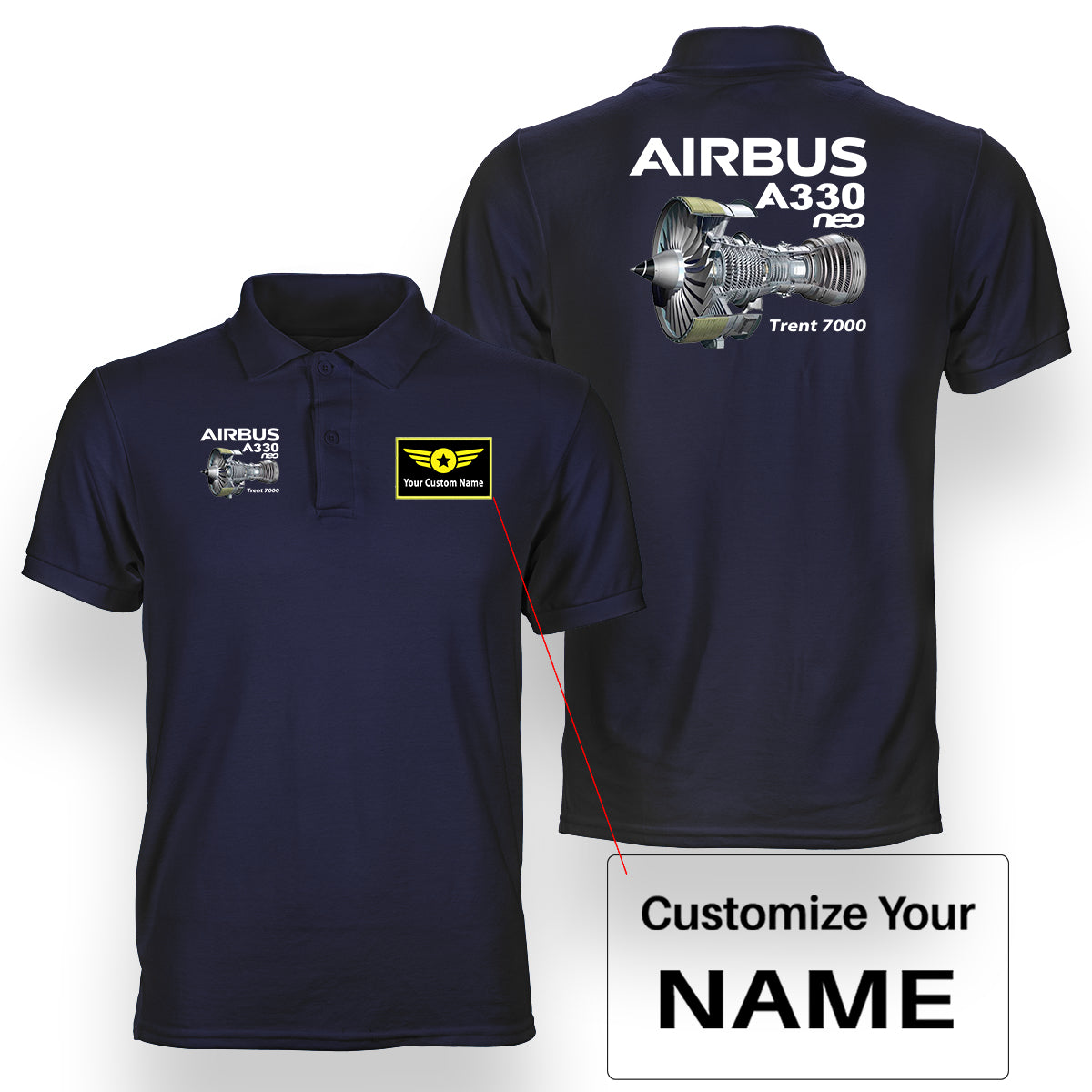 Airbus A330neo & Trent 7000 Designed Double Side Polo T-Shirts