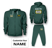 Thumbnail for Blood Type AVGAS Designed Zipped Hoodies & Sweatpants Set