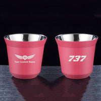 Thumbnail for 737 Flat Text Designed Double Wall Stainless Steel Coffee Mugs
