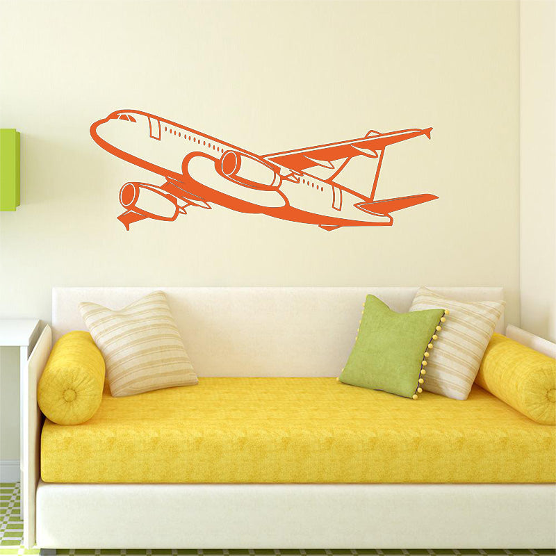 Amazing Silhouette of Airbus A320 Designed Wall Sticker