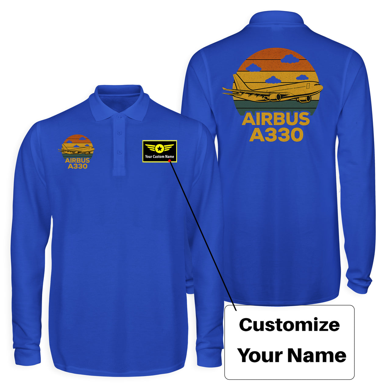 Retro Airbus A330 Designed Long Sleeve Polo T-Shirts (Double-Side)