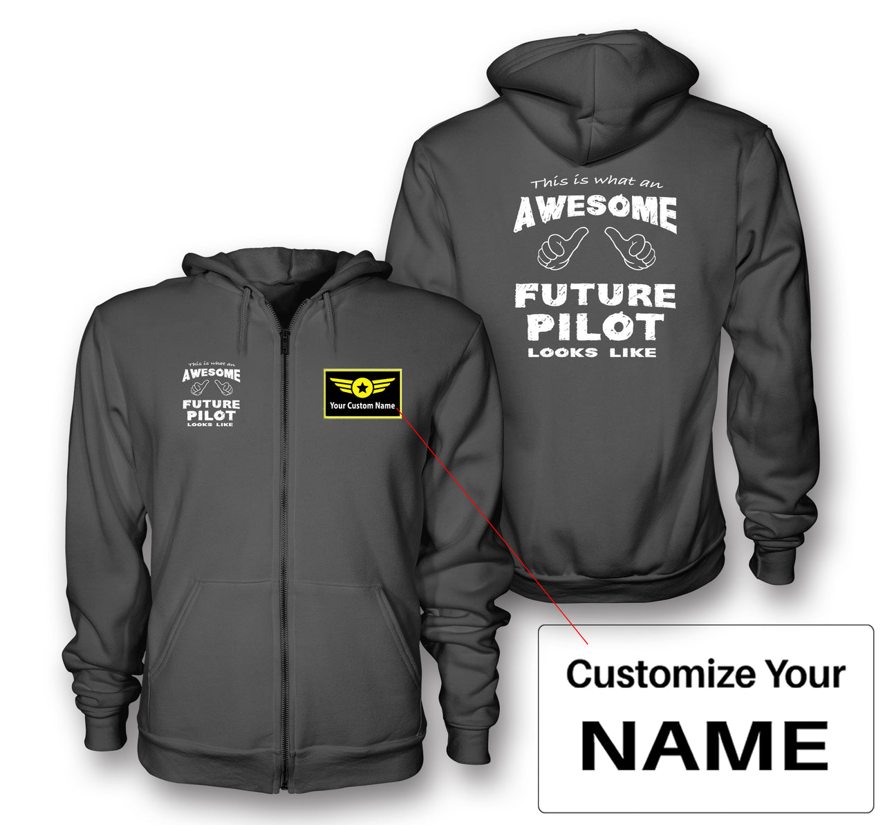 Future Pilot Designed Zipped Hoodies