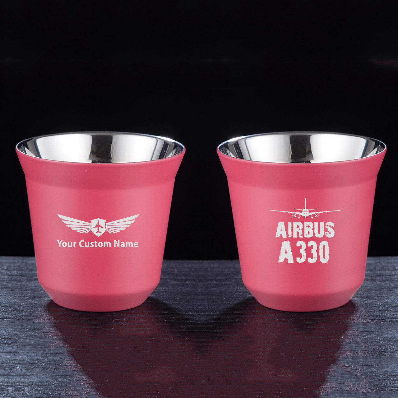 Airbus A330 & Plane Designed Double Wall Stainless Steel Coffee Mugs