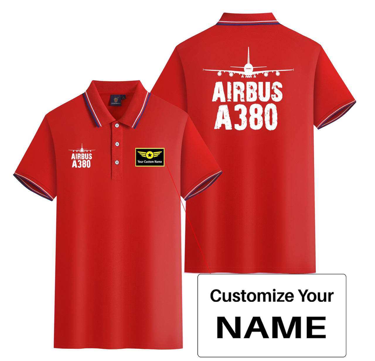 Airbus A380 & Plane Designed Stylish Polo T-Shirts (Double-Side)